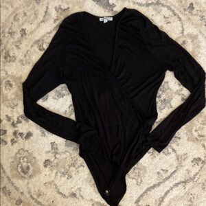Charlotte Russe Black Wrap Bodysuit long sleeve size M